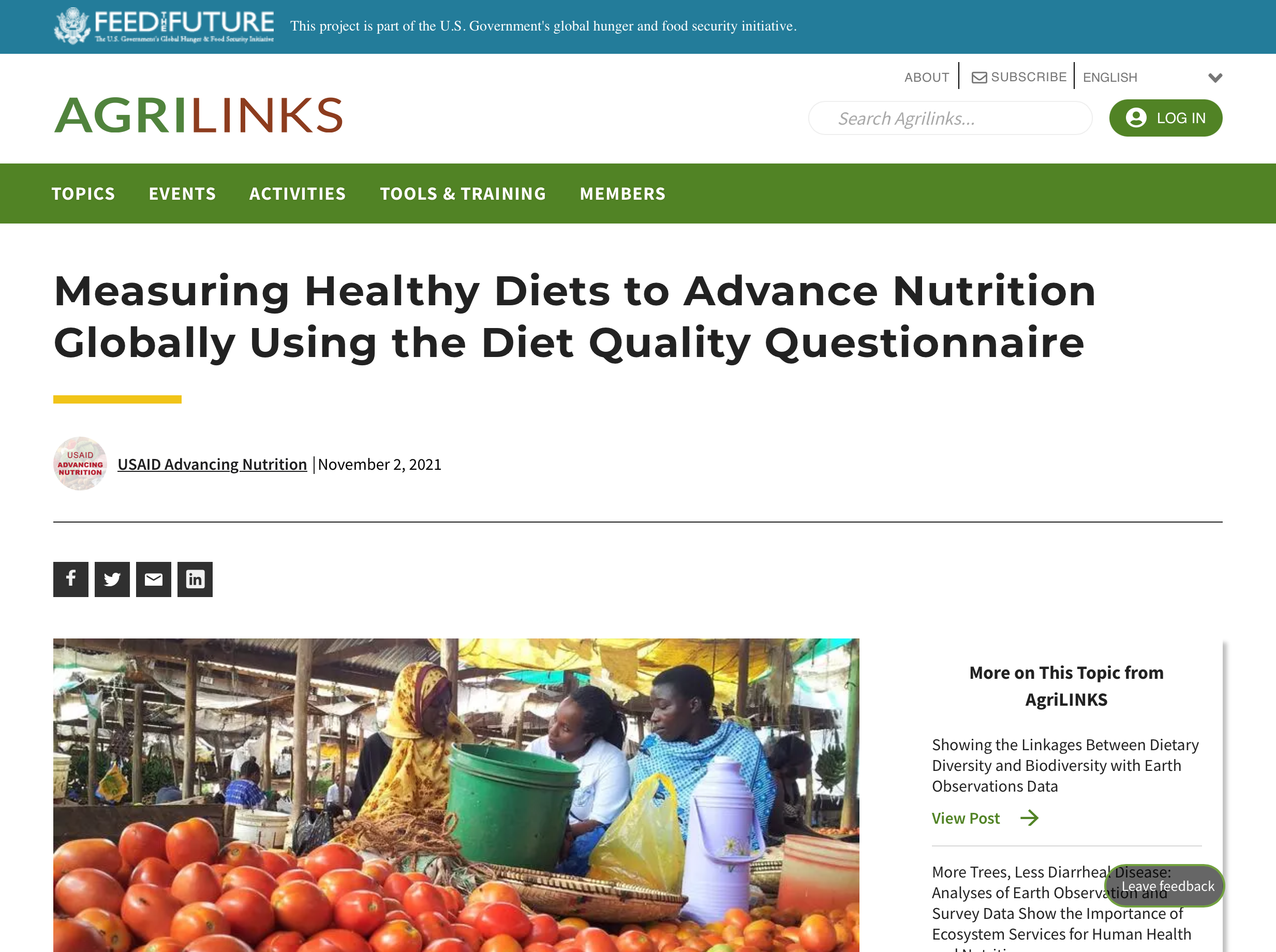 Measuring Healthy Diets to Advance Nutrition Globally Using the Diet Quality Questionnaire