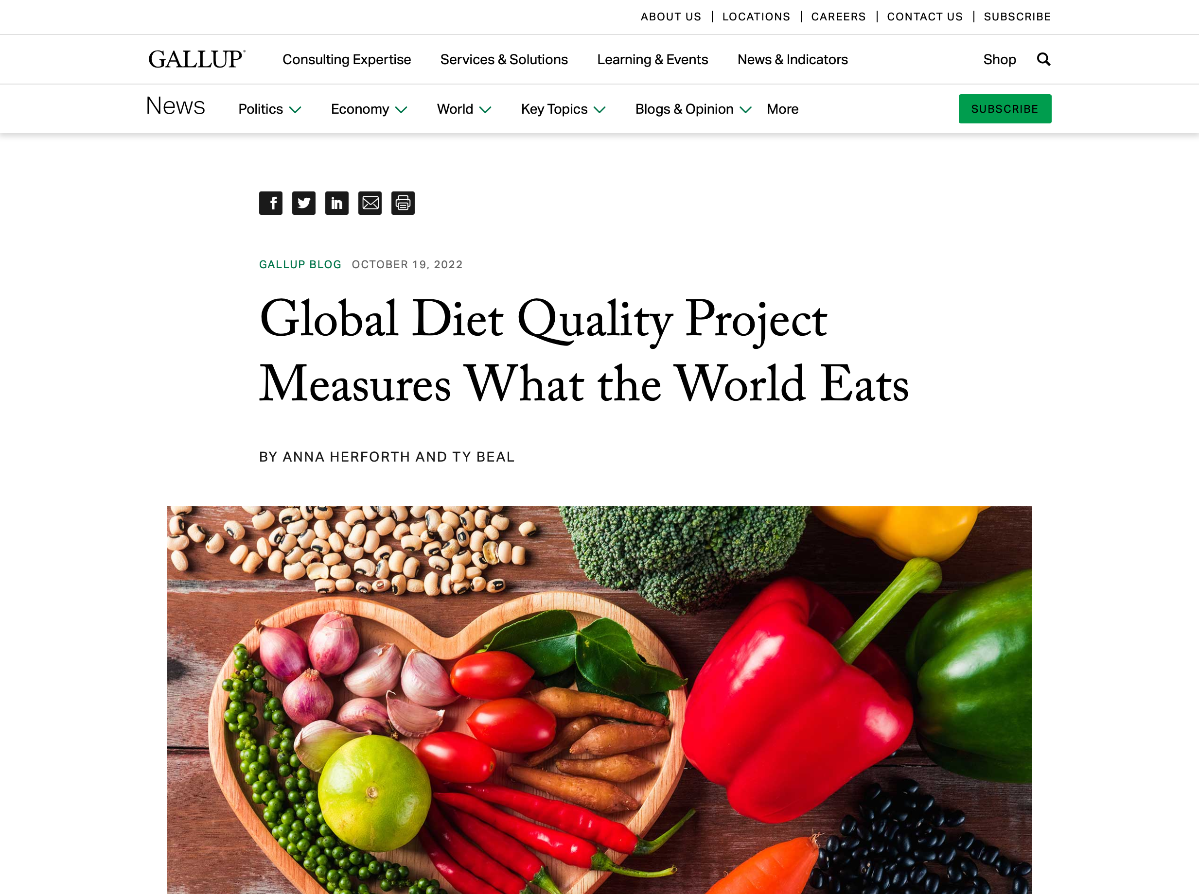 Global Diet Quality Project Measures What the World Eats