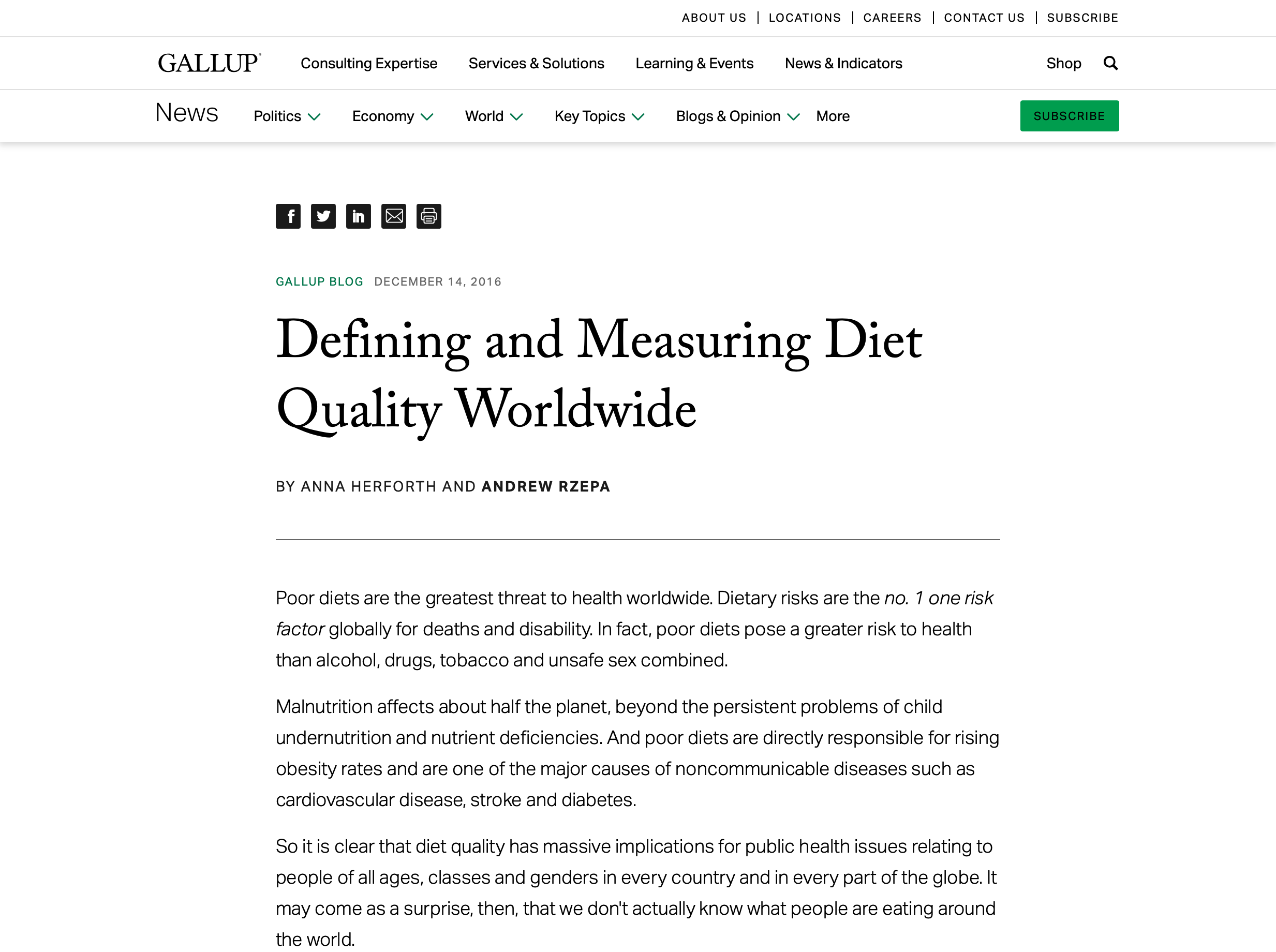 Defining and Measuring Diet Quality Worldwide