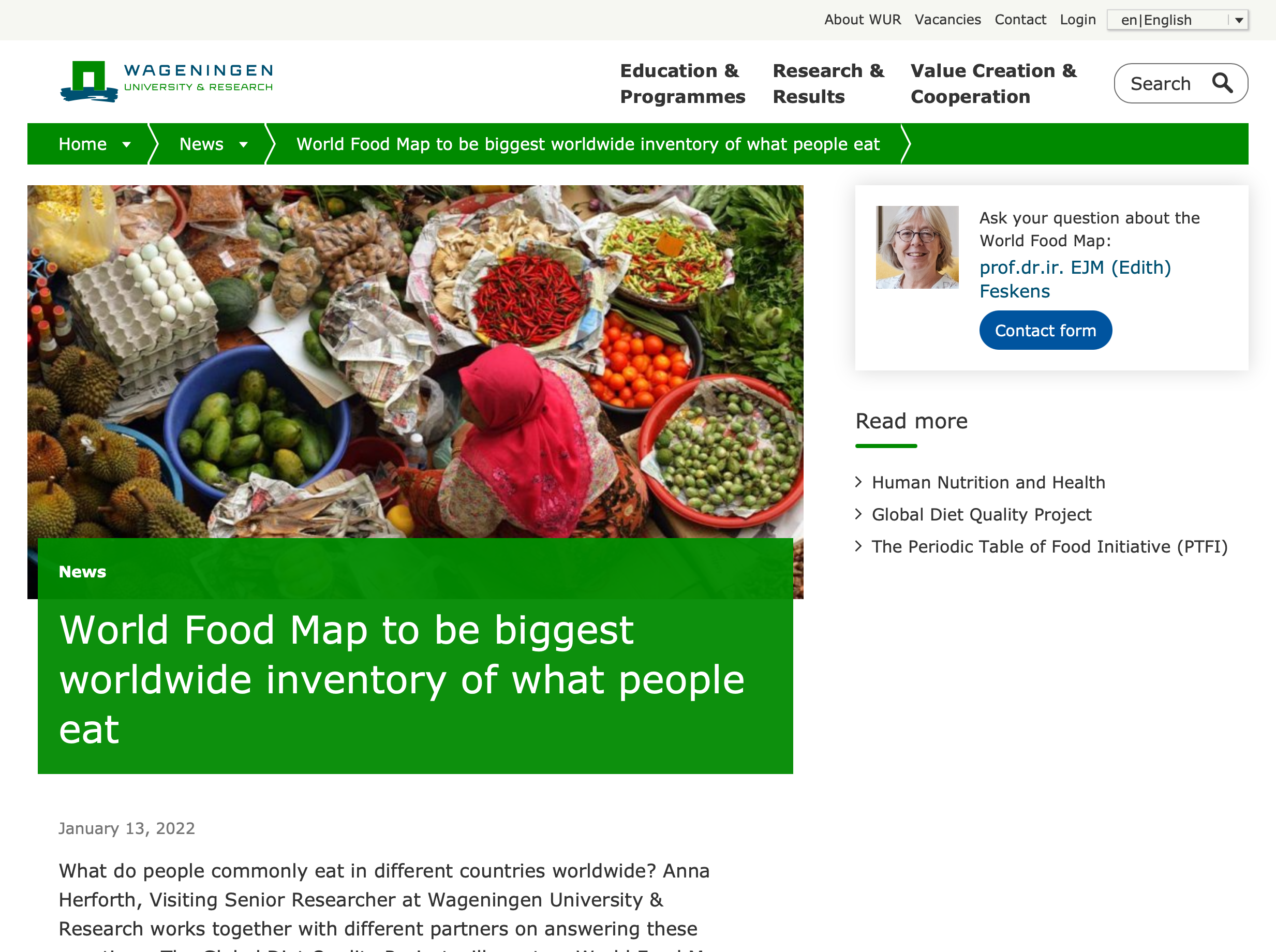 World Food Map to be Biggest Worldwide Inventory of What People Eat